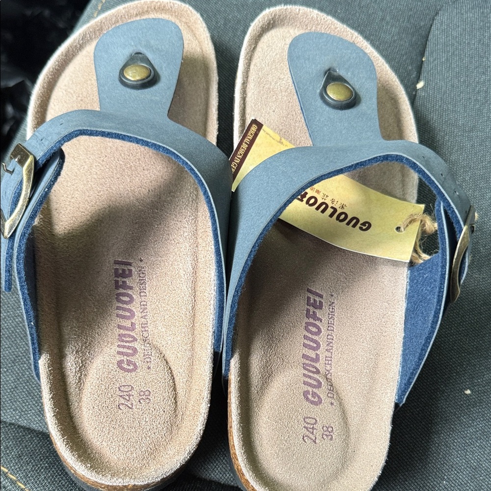 Women’s Blue Toe-Ring Sandals with Adjustable Buckle - Picture 2 of 3